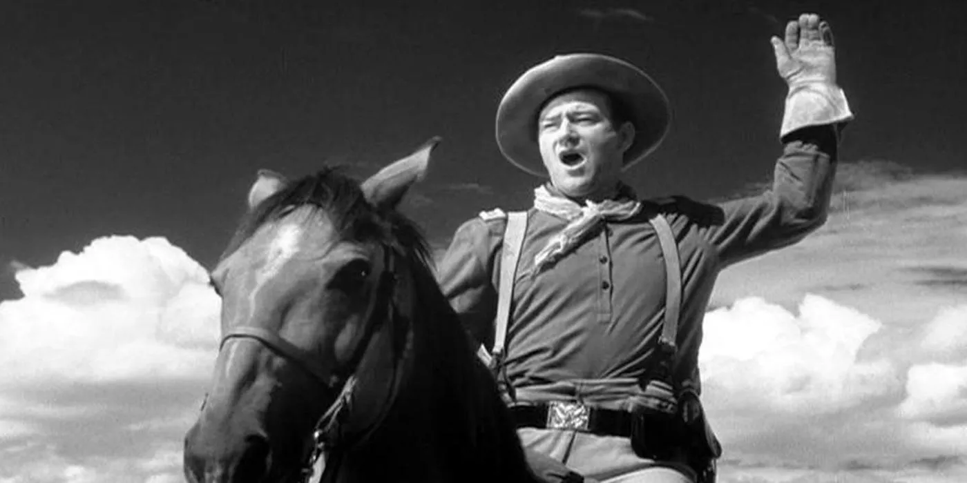 John Wayne on a horse in Fort Apache Image