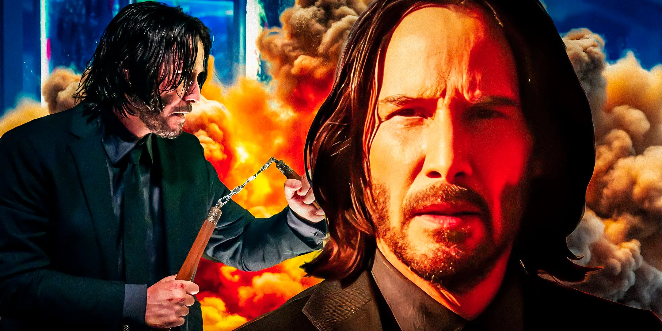 John Wick in front of an explosion Image