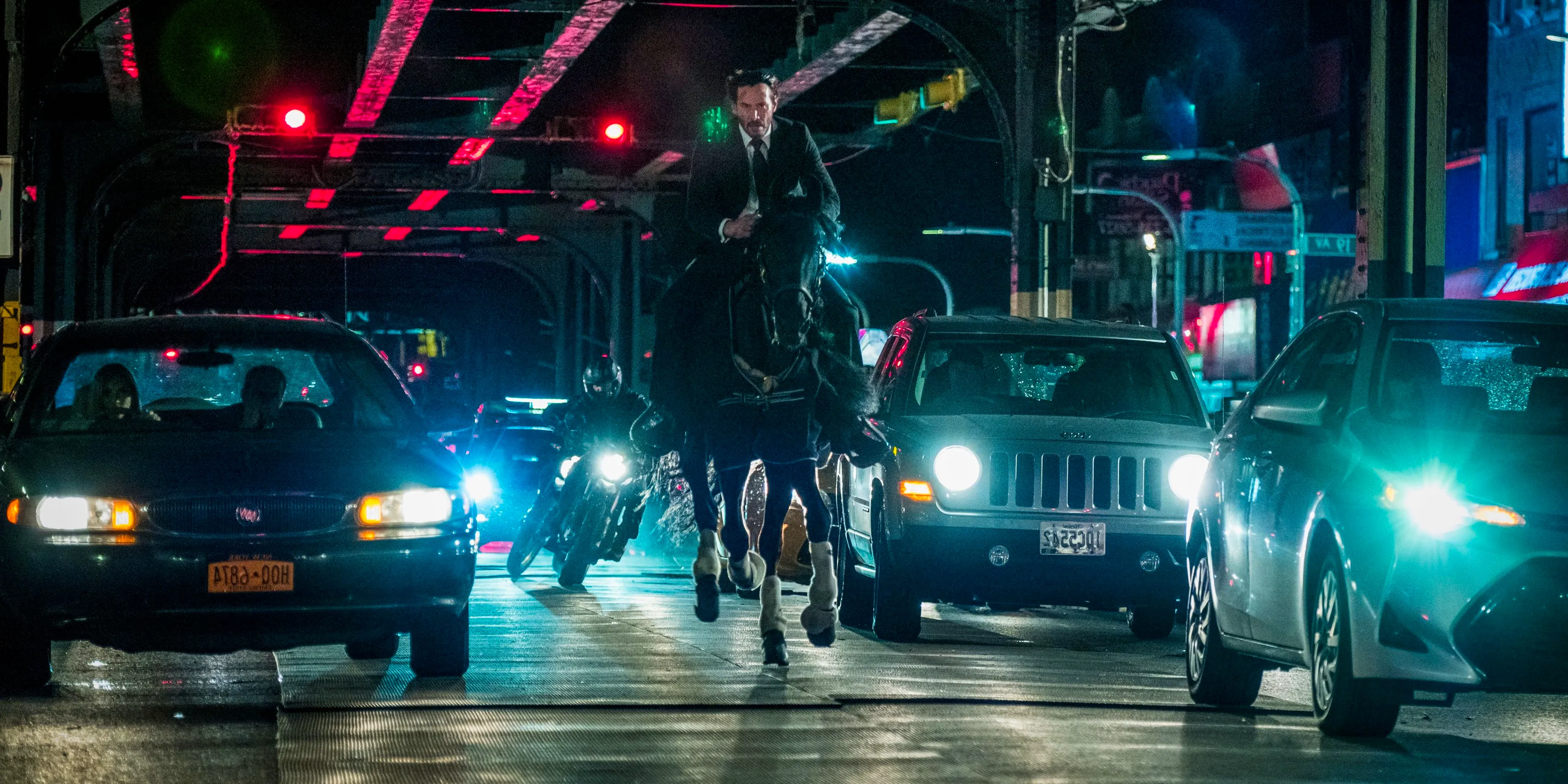 John Wick rides a horse through New York in John Wick: Chapter 3 - Parabellum Image