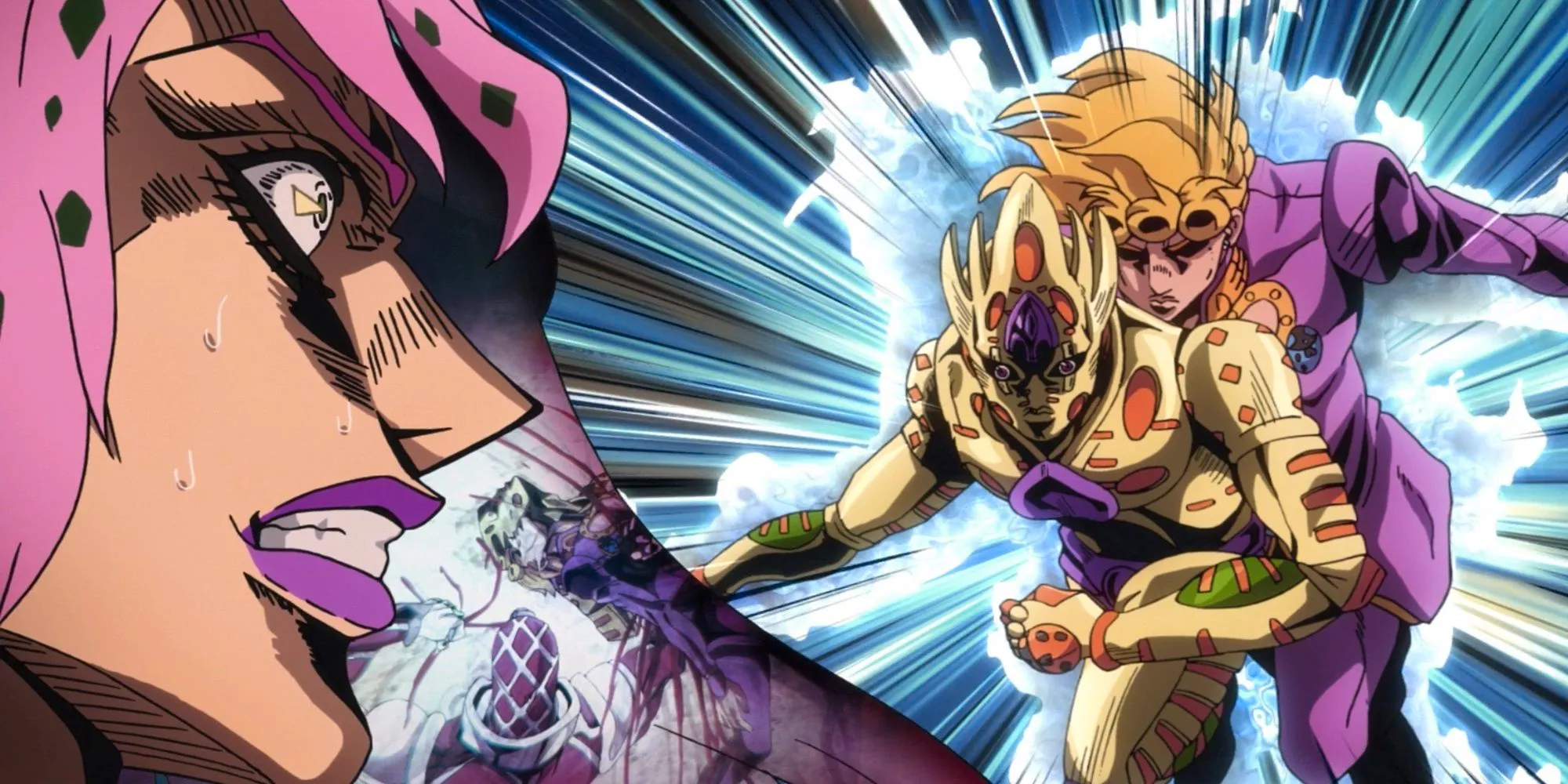 Jojo's Bizarre Adventure Giorno using Golden Experience Requiem in a fight with Diavolo Image