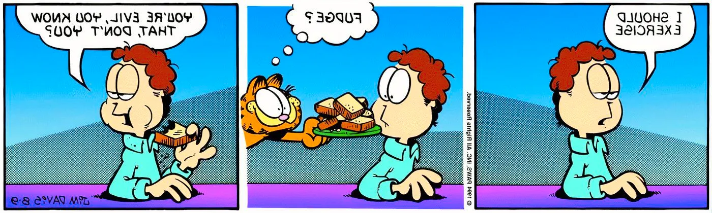 Jon calling Garfield evil for offering him fudge. Image