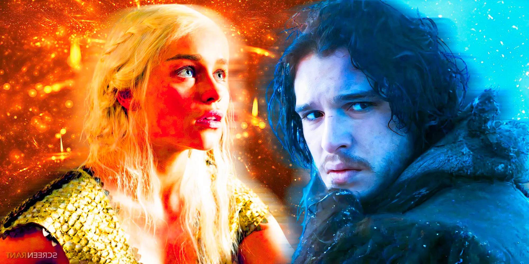 Jon Snow (Kit Harington) and Daenerys Targaryen (Emilia Clarke) from Game of Thrones season 2 Image