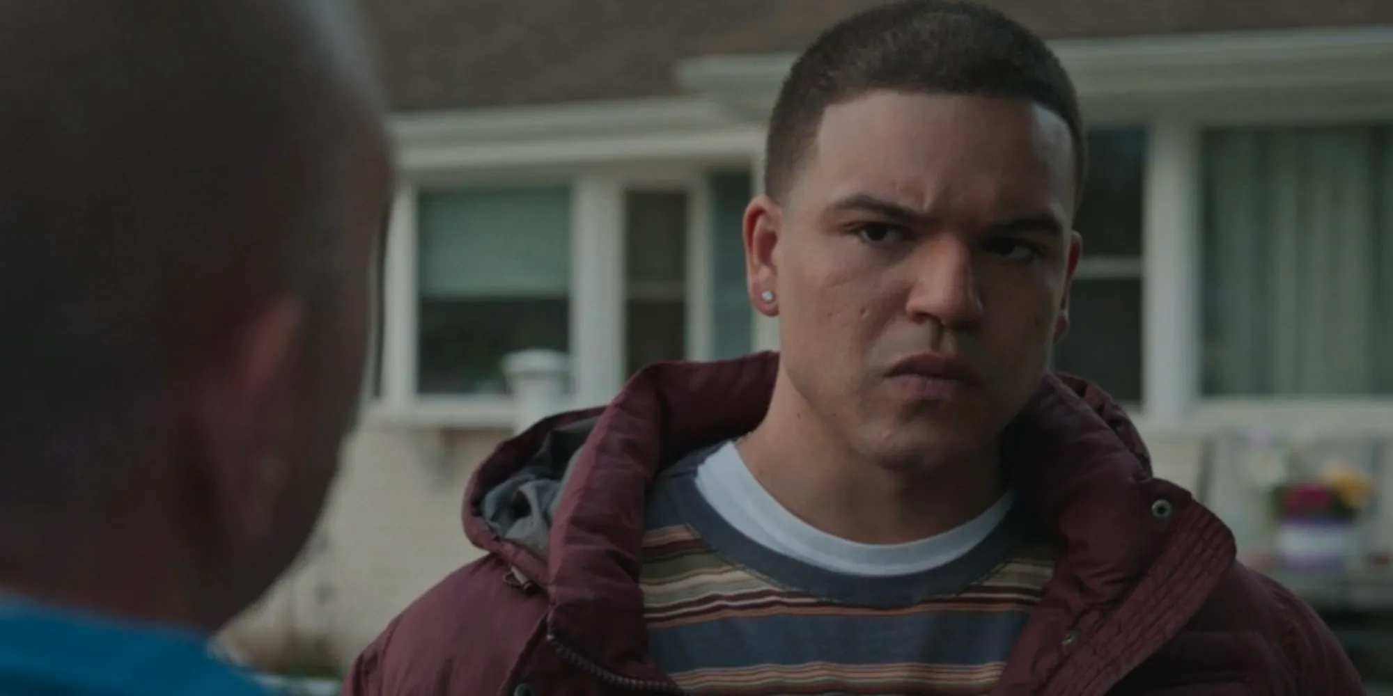 Josh Rivera looking annoyed as Aaron Hernandez in American Sports Story Image