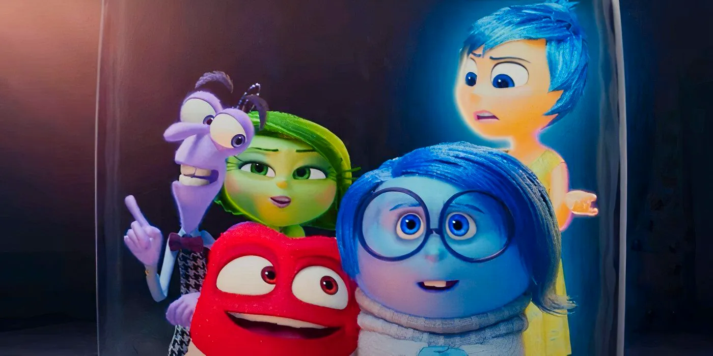 Joy Sadness Anger and Fear Gathered Together in Inside Out 2 Image