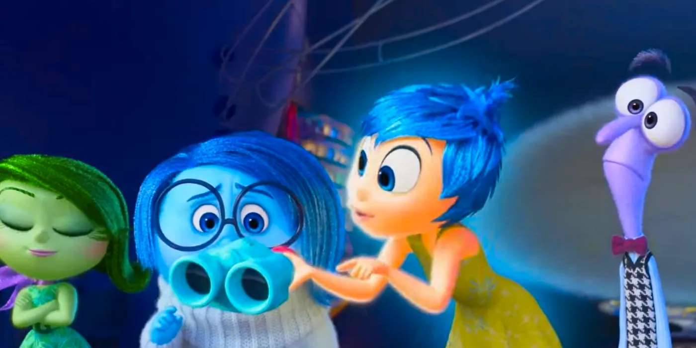 Joy taking binoculars from Sadness in Inside Out 2 Image