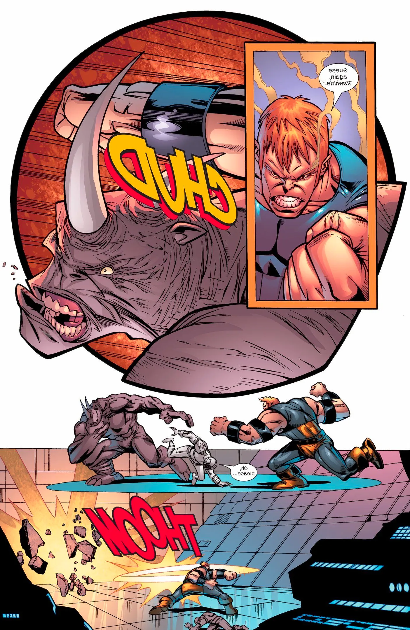 Juggernaut easily overpowers And defeats Rhino. Image