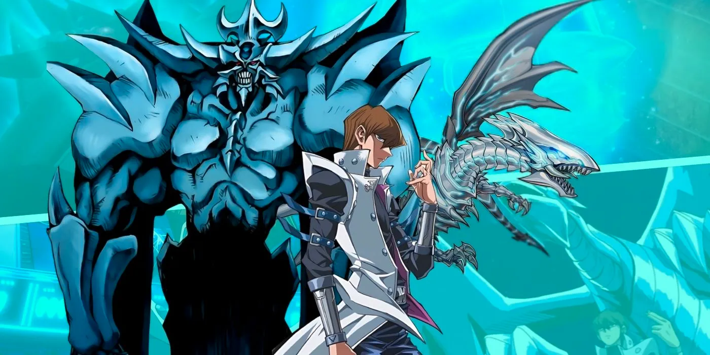 Kaiba with Blue-Eyes Alternative White Dragon and Obelisk Image