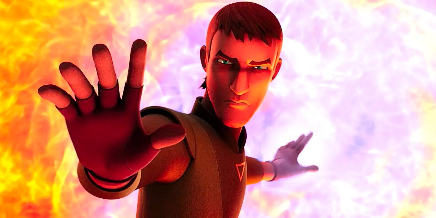 Kanan Jarrus holding back a blast of fire in Star Wars Rebels  Image