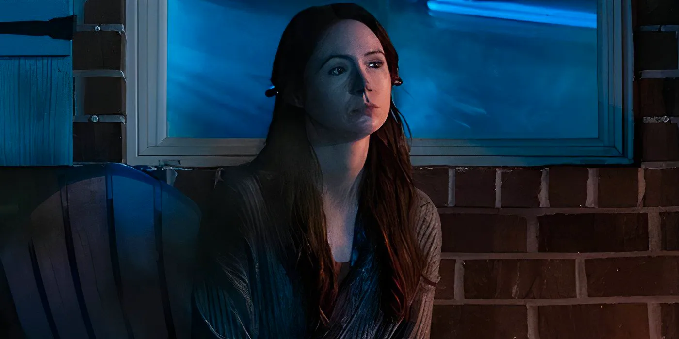 Karen Gillan Sitting in Front of a Glowing Window in The Life of Chuck Image