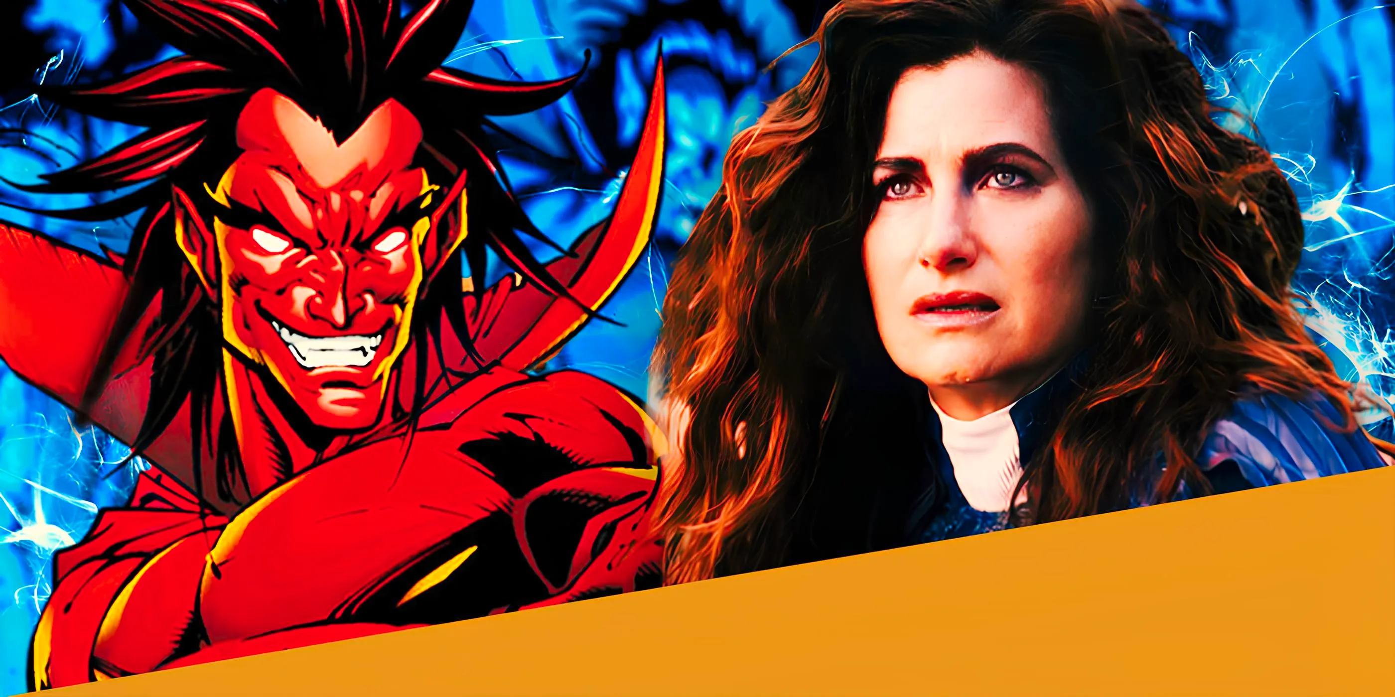 Kathryn Hahn as Agatha Harkness Next to Mephisto Image