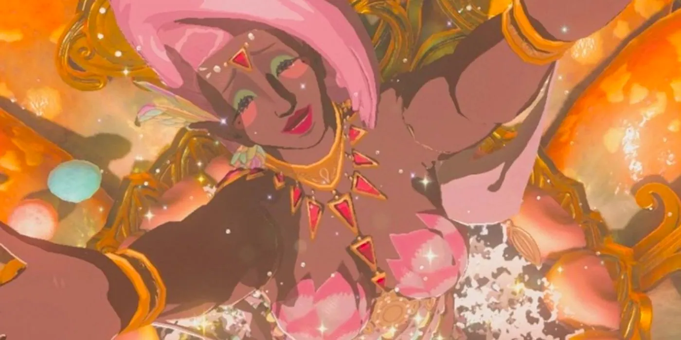 Kayasa, one of Breath of the Wild's Great Fairies, emerging from her flower. Image