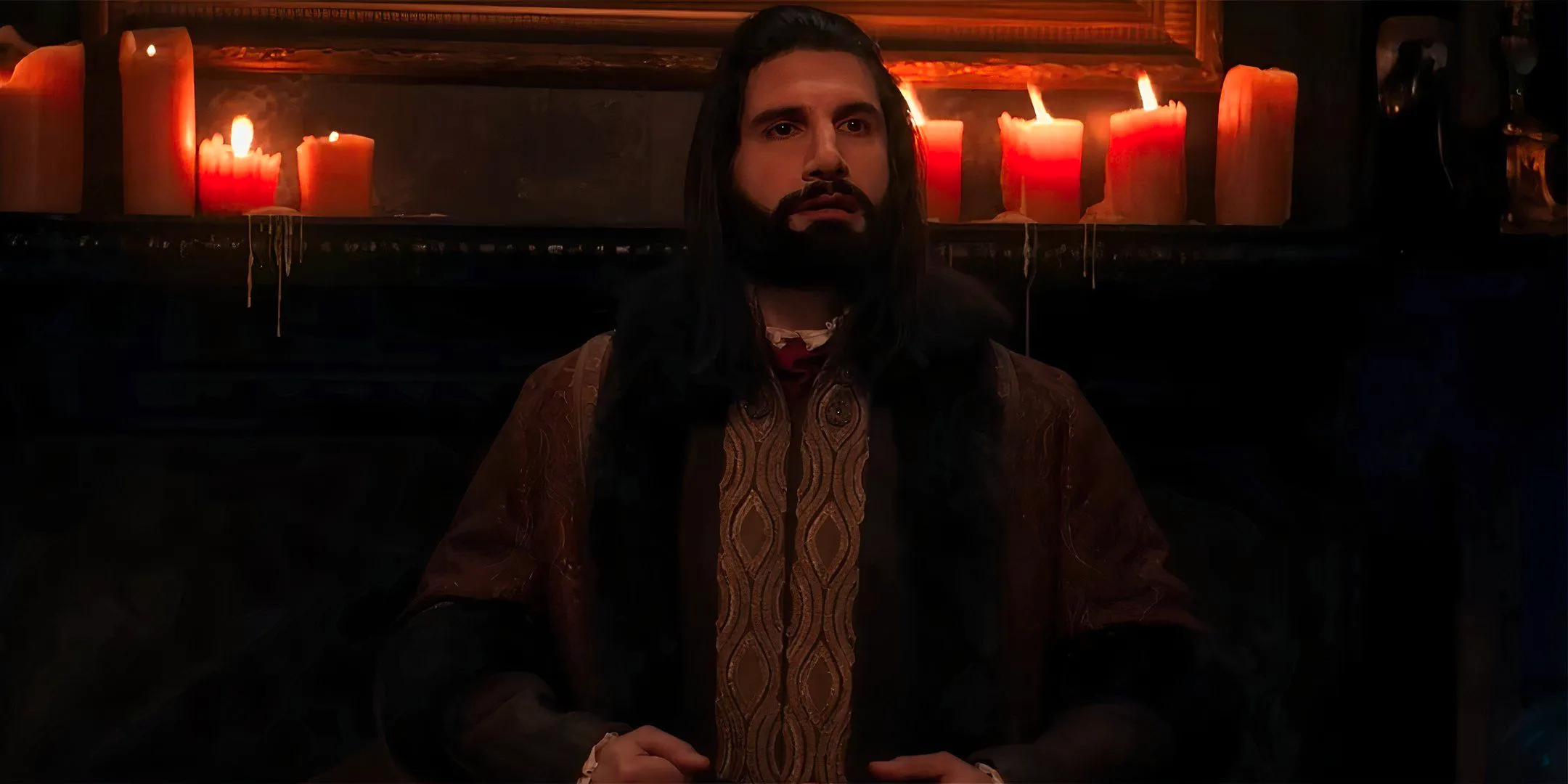 Kayvan Novak as Nandor looking serious in What We Do in the Shadows season 6 Image