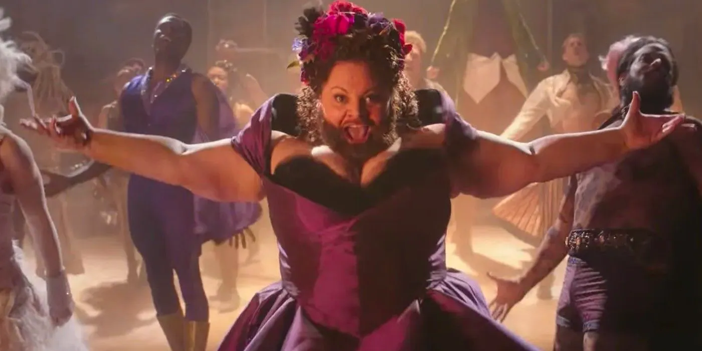 Keala Settle extending her arms while performing in The Greatest Showman Image