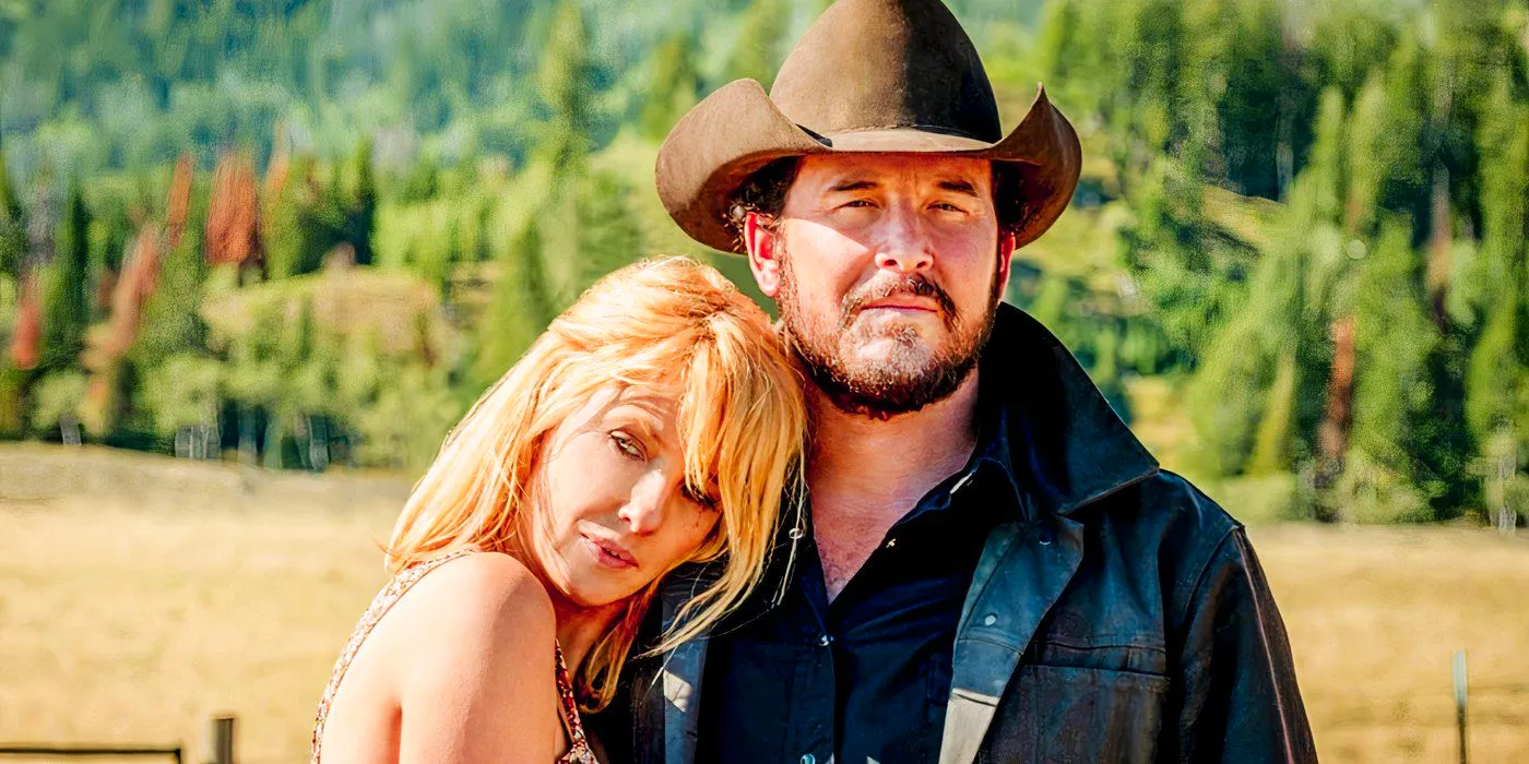 Kelly Reilly as Beth holds onto Cole Hauser's Rip in Yellowstone Image