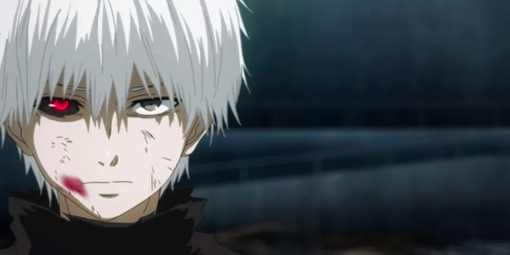 Ken Kaneki looking menacing in Tokyo Ghoul. Image