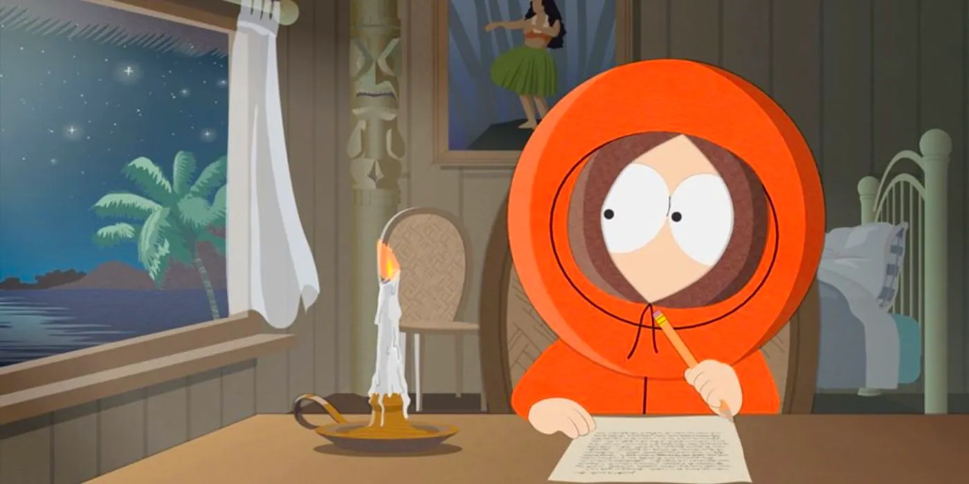 Kenny writing a letter by candelight in South Park Image