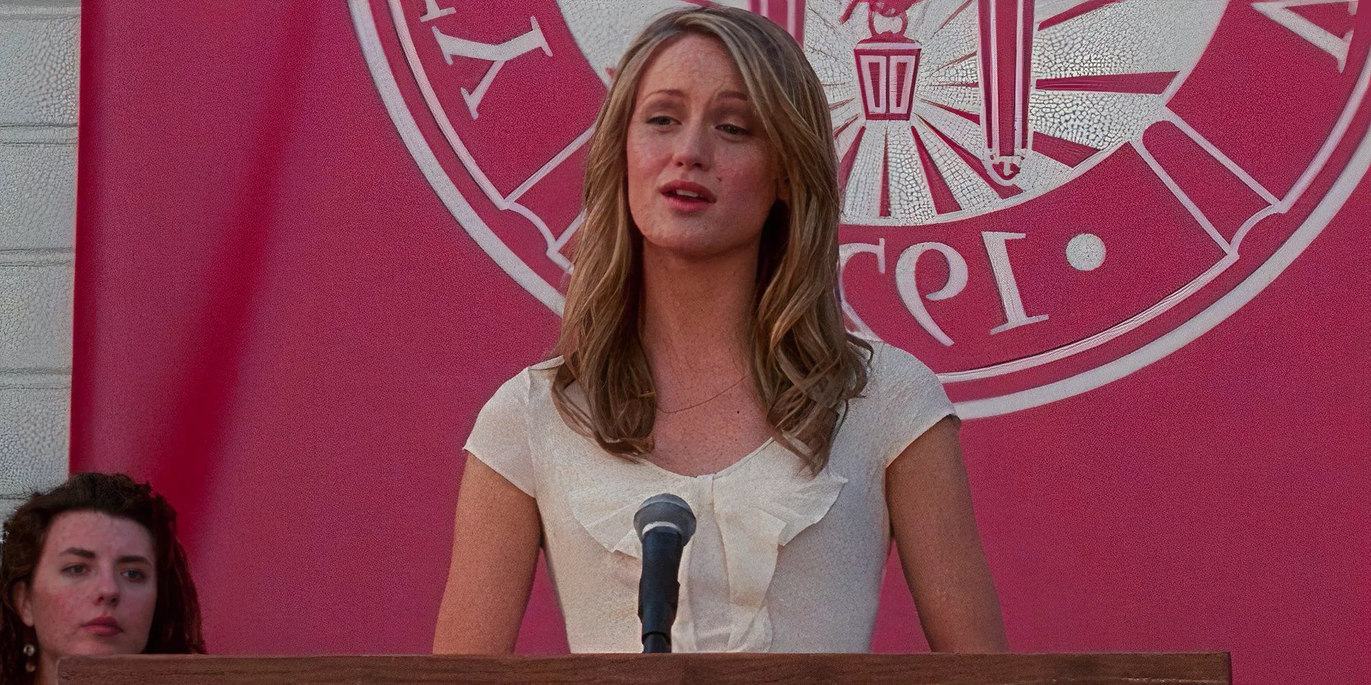 Kerry Bishé giving a speech as Lucy Bennett in Scrubs Image