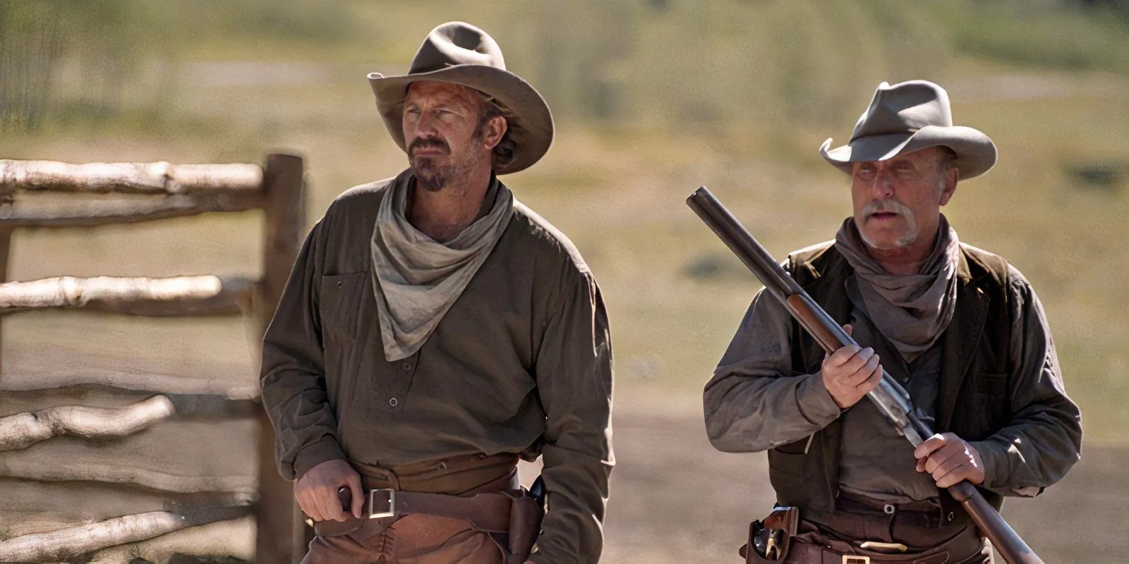 Kevin Costner and Robert Duvall in Open Range Image