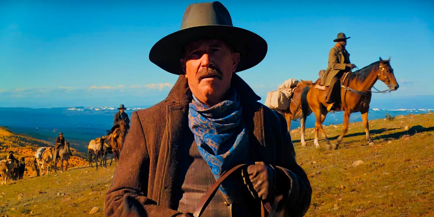 Kevin Costner as Hayes Ellison riding a horse in Horizon: An American Saga - Chapter 1 custom image Image