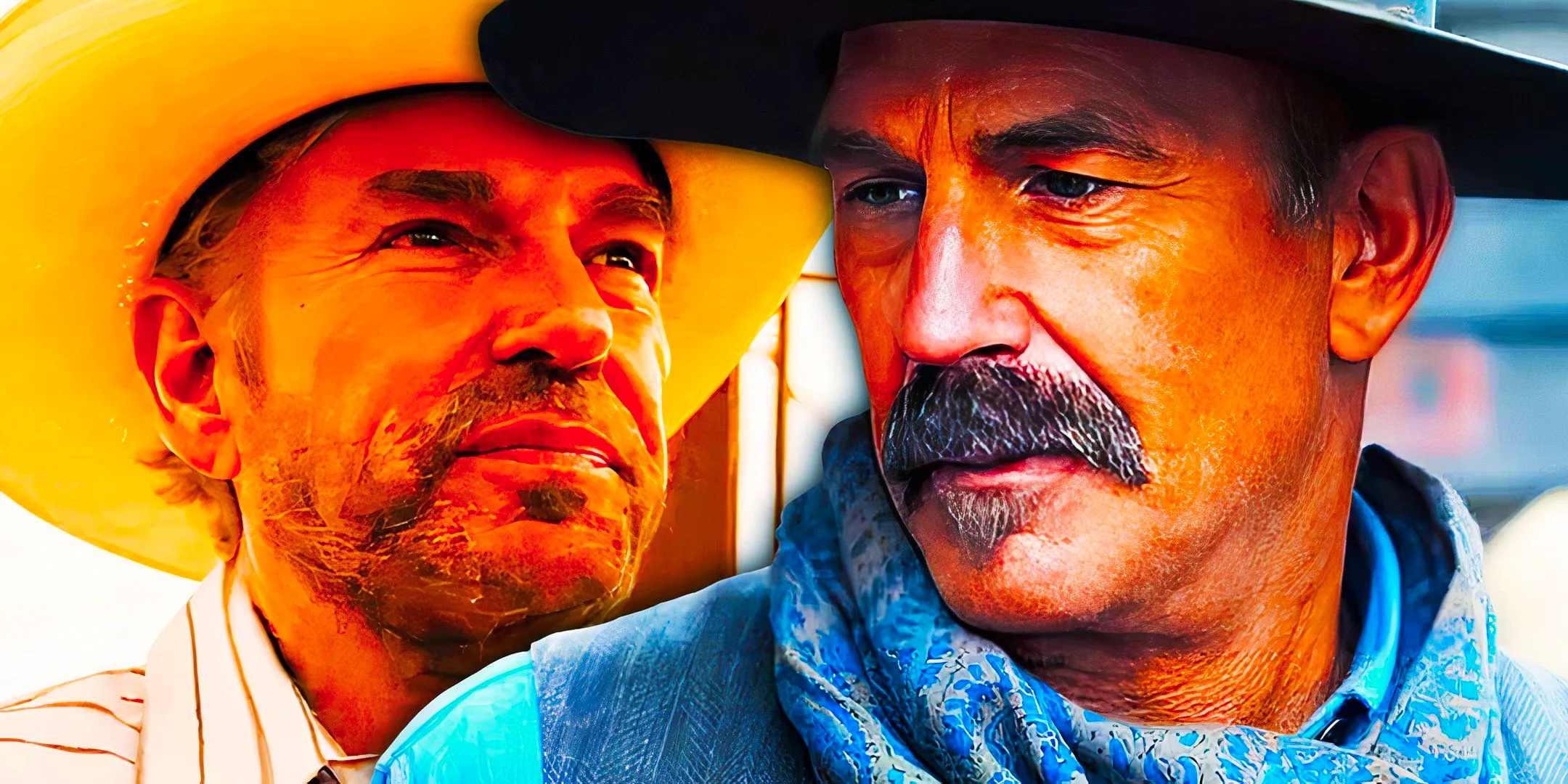 Kevin Costner as John Dutton III in Yellowstone and Billy Bob Thornton as Tommy Norris in Landman. Image