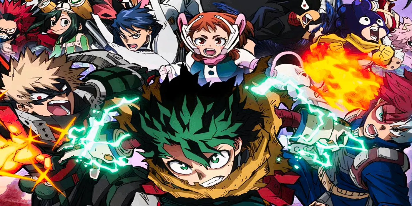 Key visual for the new My Hero Academia movie featuring the principal cast Image