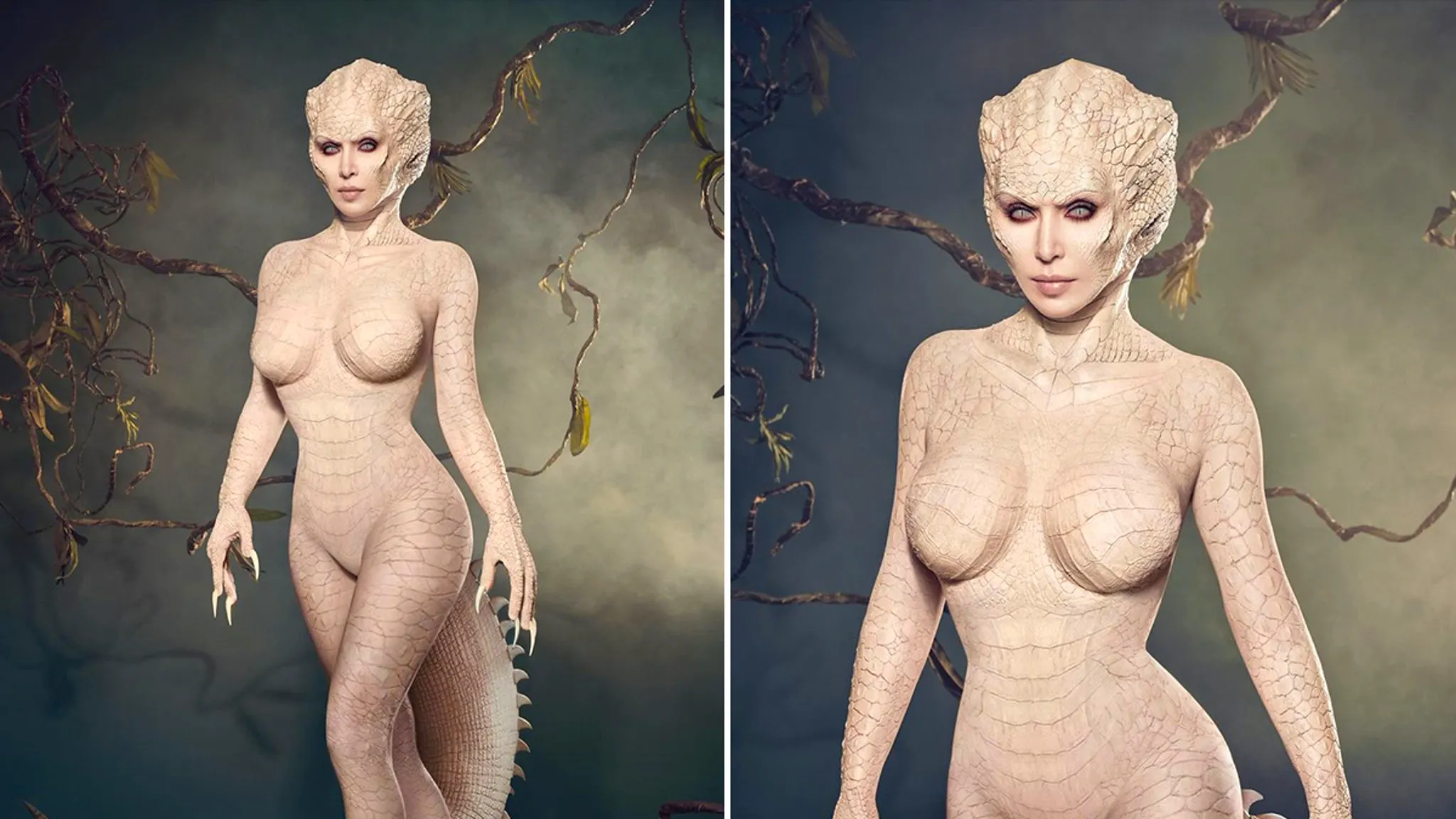 Kim Kardashian Transforms Into Albino Alligator for Halloween Image