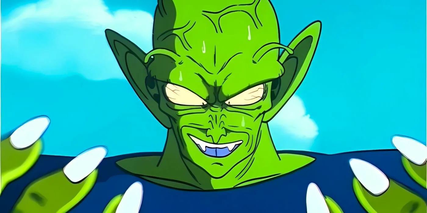 King Piccolo laughing while looking at his hands. Image