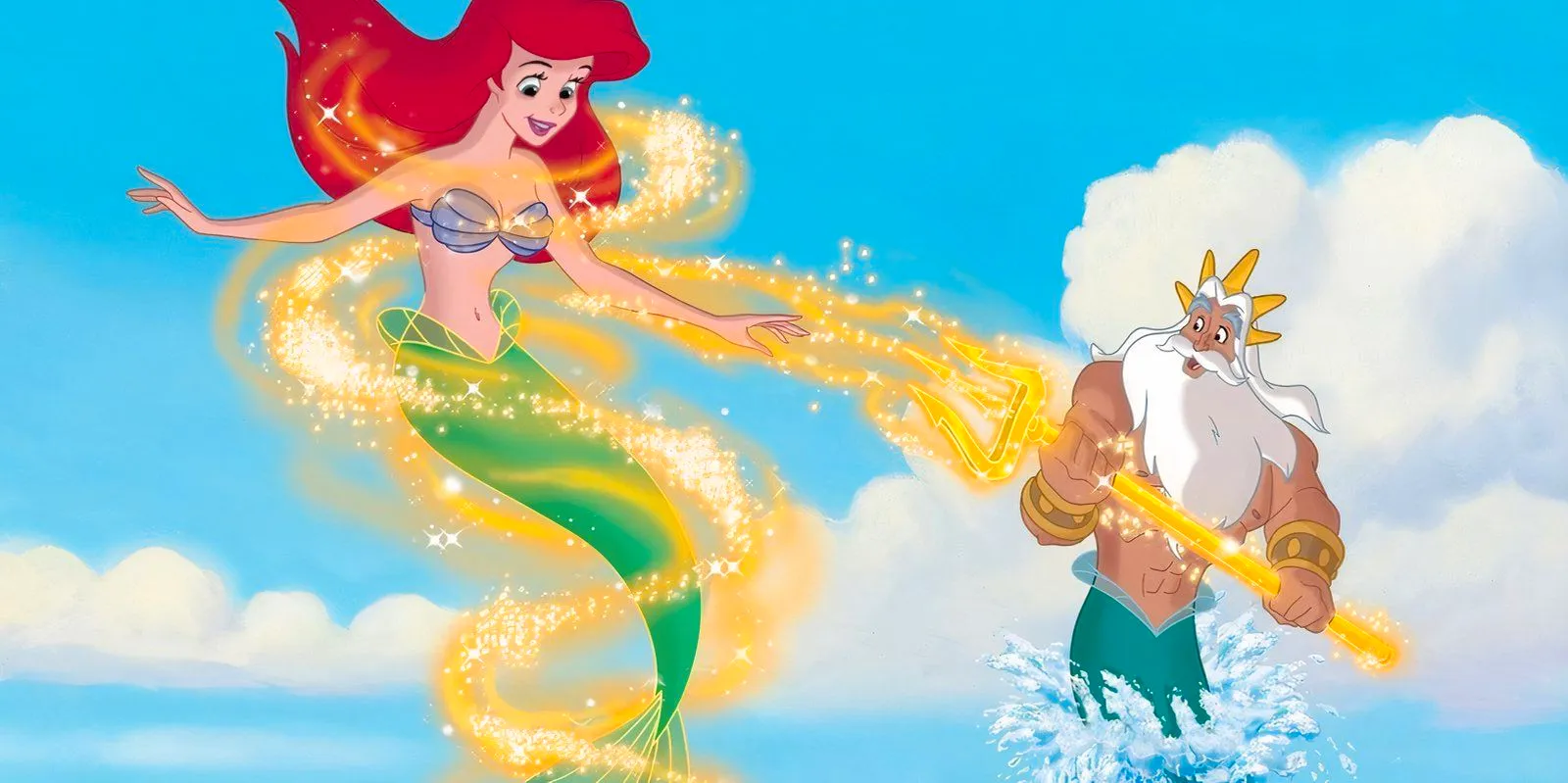 King Trident uses magic on Ariel in The Little Mermaid 2 Image