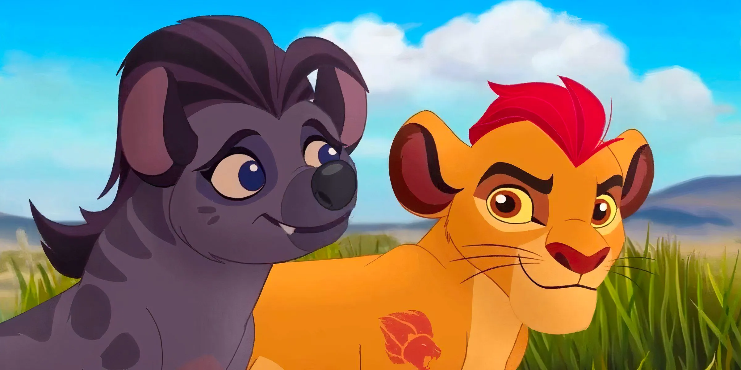 Kion and Jasiri in the tall grass in The Lion Guard Image