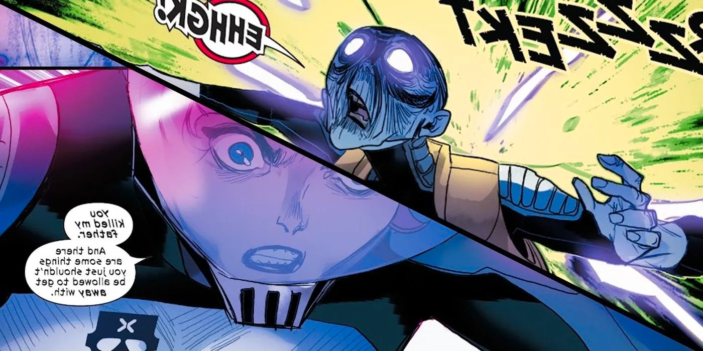 Kitty Pryde punishes Cassandra Nova for killing her father. Image