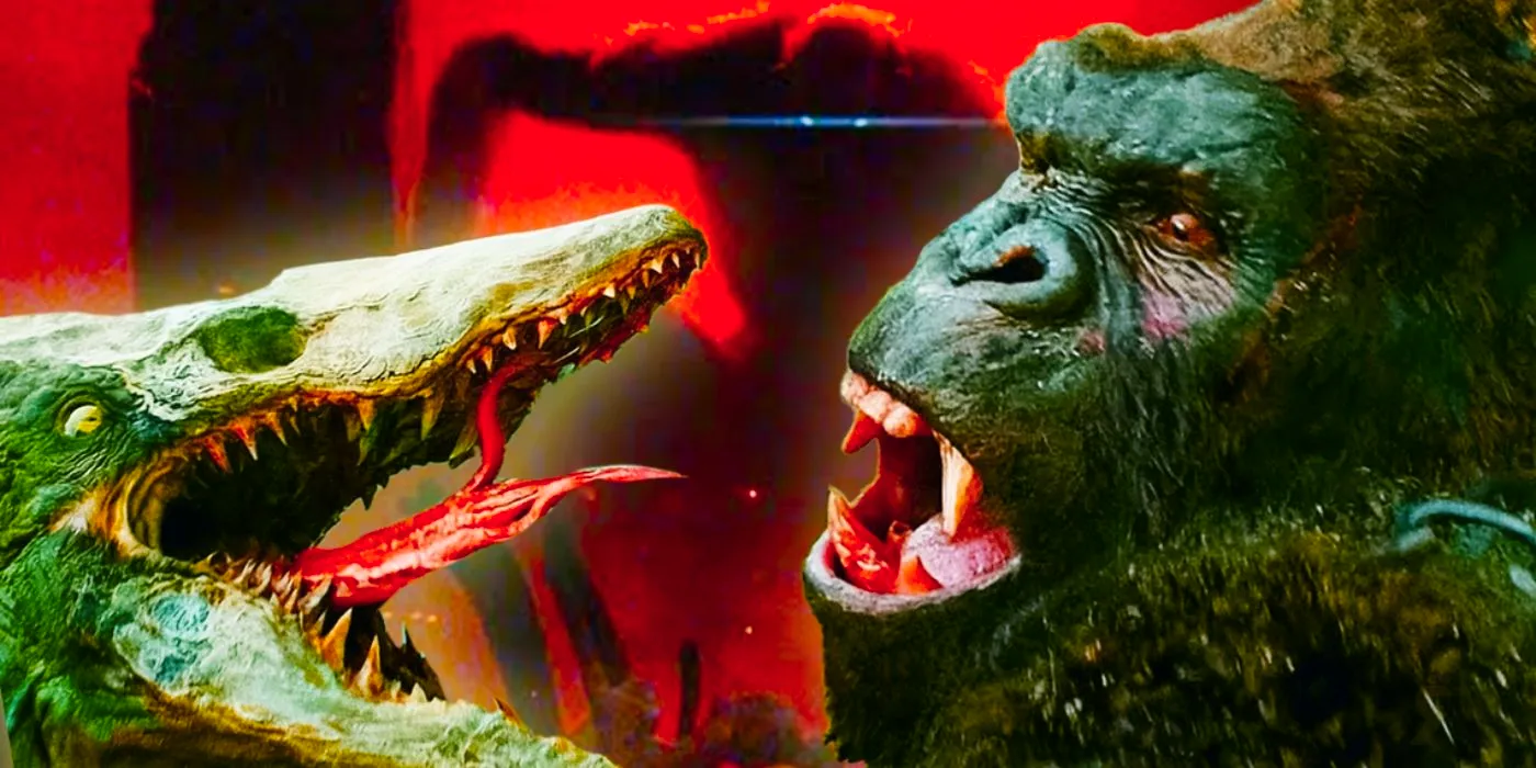 Kong fighting a Skullcrawler with an Ape Titan behind them. Image