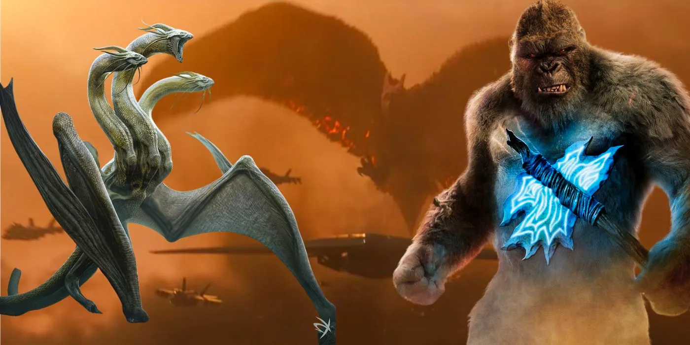 Kong, Rodan and Ghidorah vs Godzilla. Image