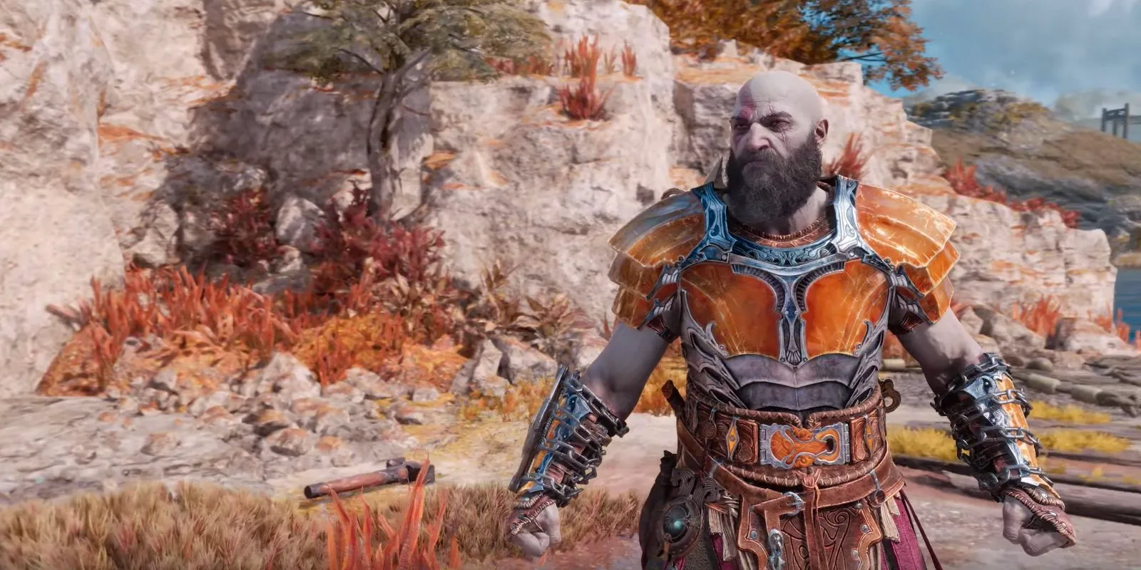 Kratos wearing the Fallen Stars set in Ragnarok. Image