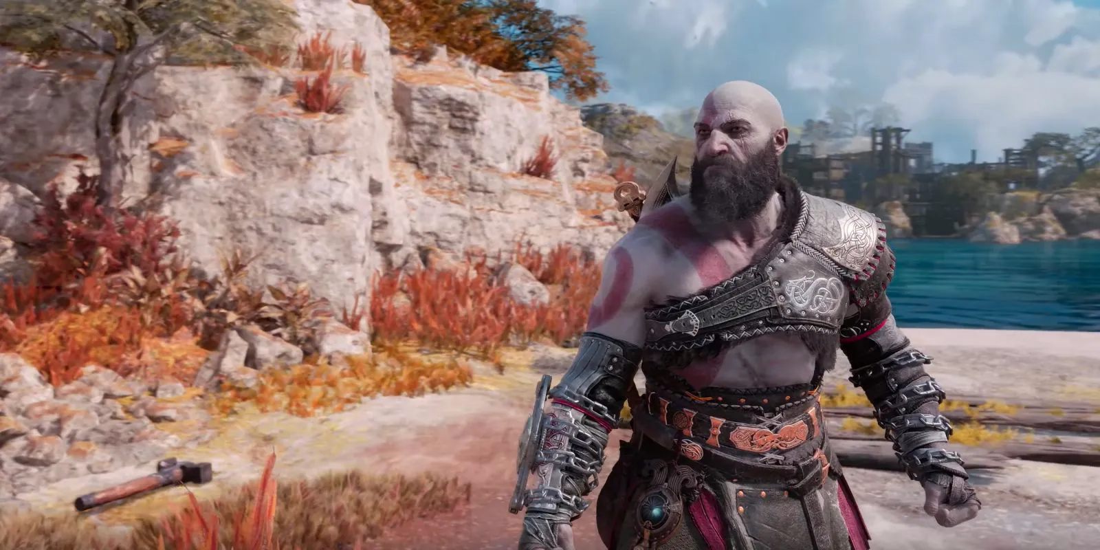 Kratos wearing the Survival Armor in God of War Ragnarok. Image