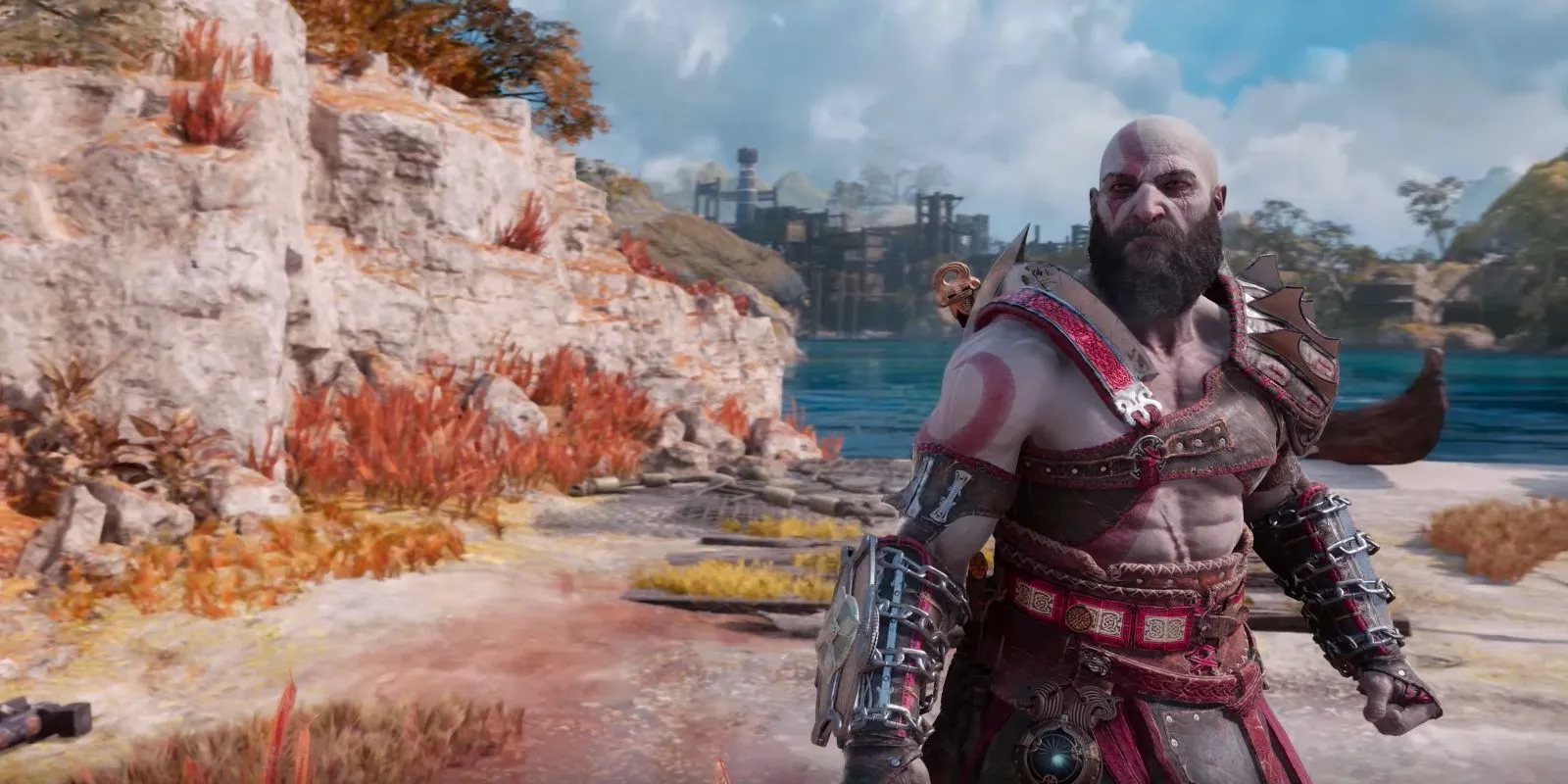 Kratos wearing the Vidar's Might armor set in God of War Ragnarok. Image