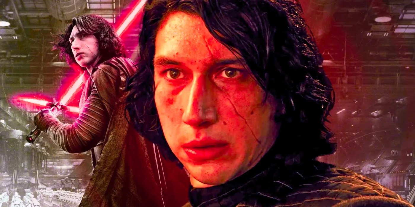 Kylo Ren with his lightsaber in Star Wars Image