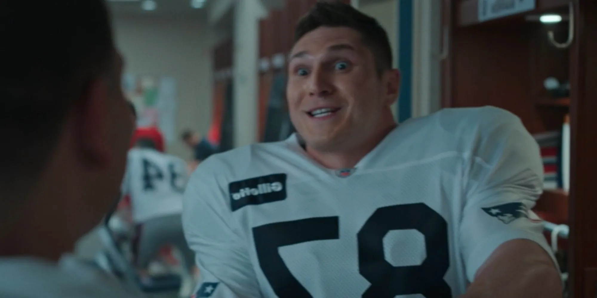 Laith Wallschleger acting silly as Rob Gronkowski in American Sports Story Image