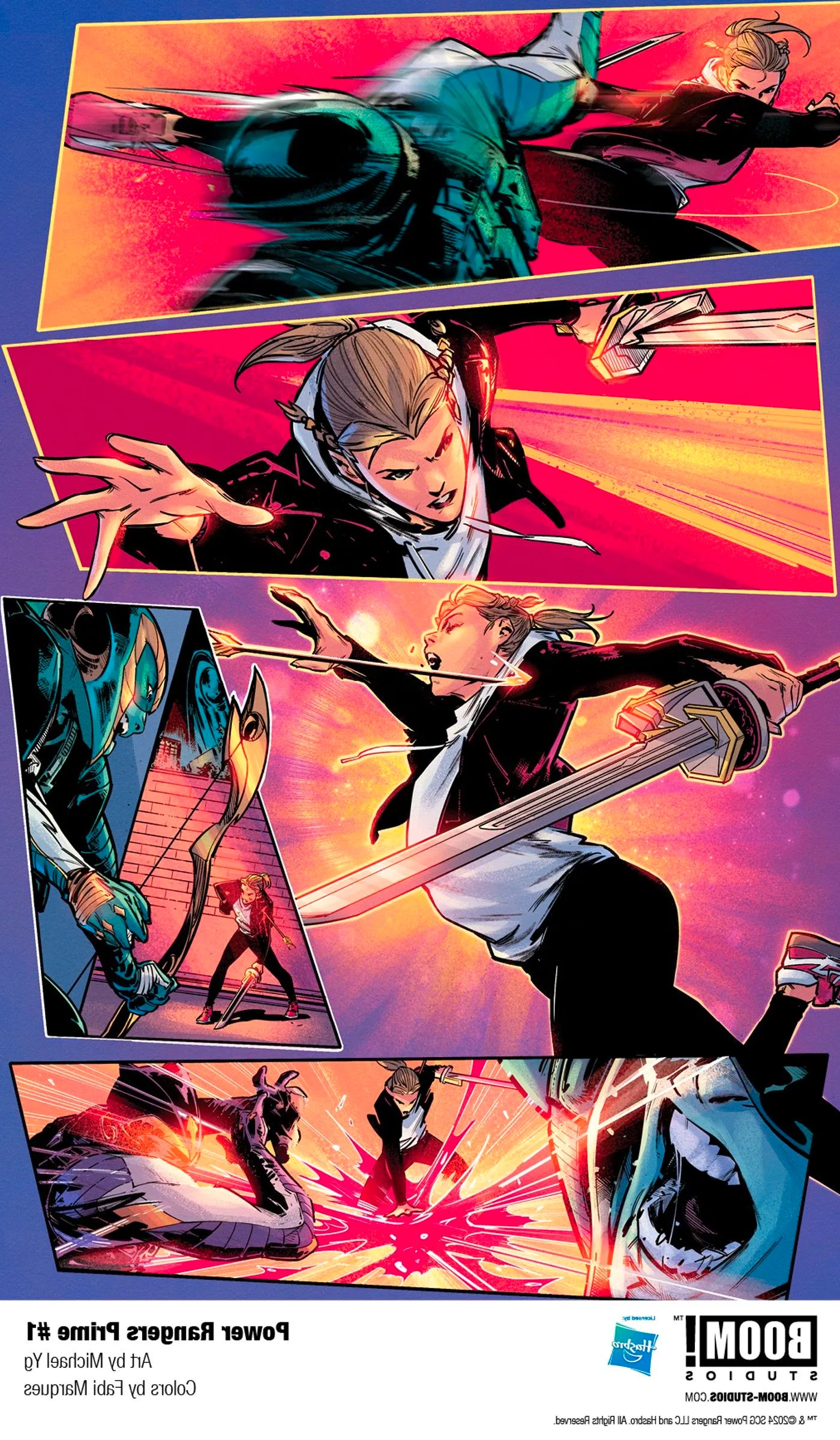 Lauren Shiba of Samurai gets chased in Power Rangers Prime #1-5 Image