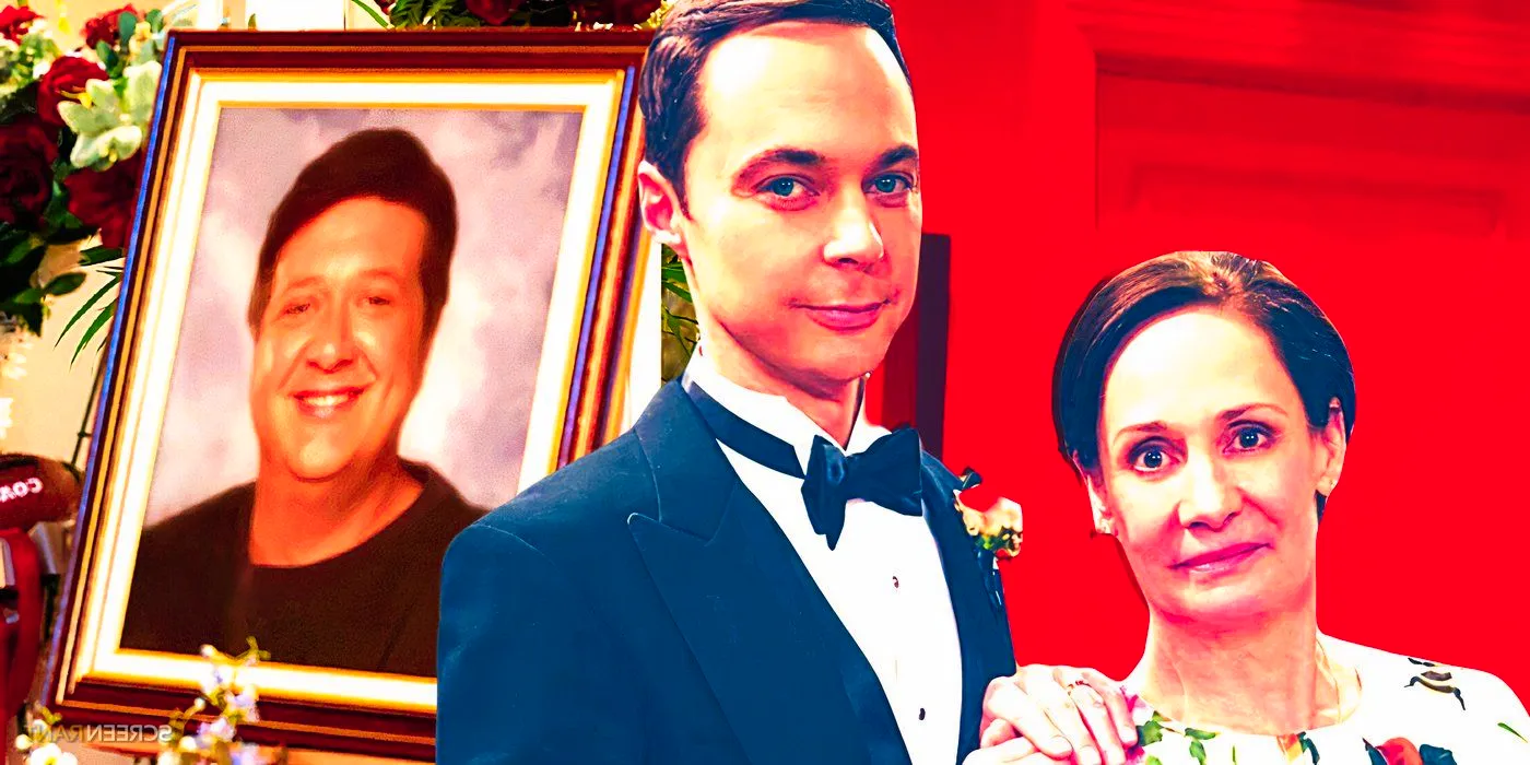 Laurie Metcalf as Mary and Jim Parsons as Sheldon in The Big Bang Theory and George's Funeral in Young Sheldon-1 Image