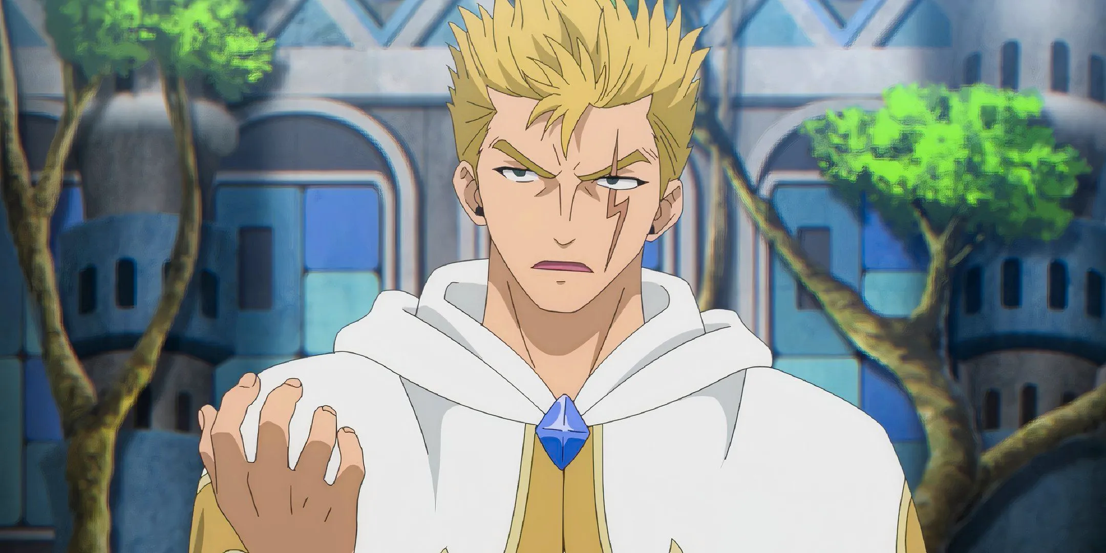 laxus dressed in white robes in fairy tail 100 years quest Image