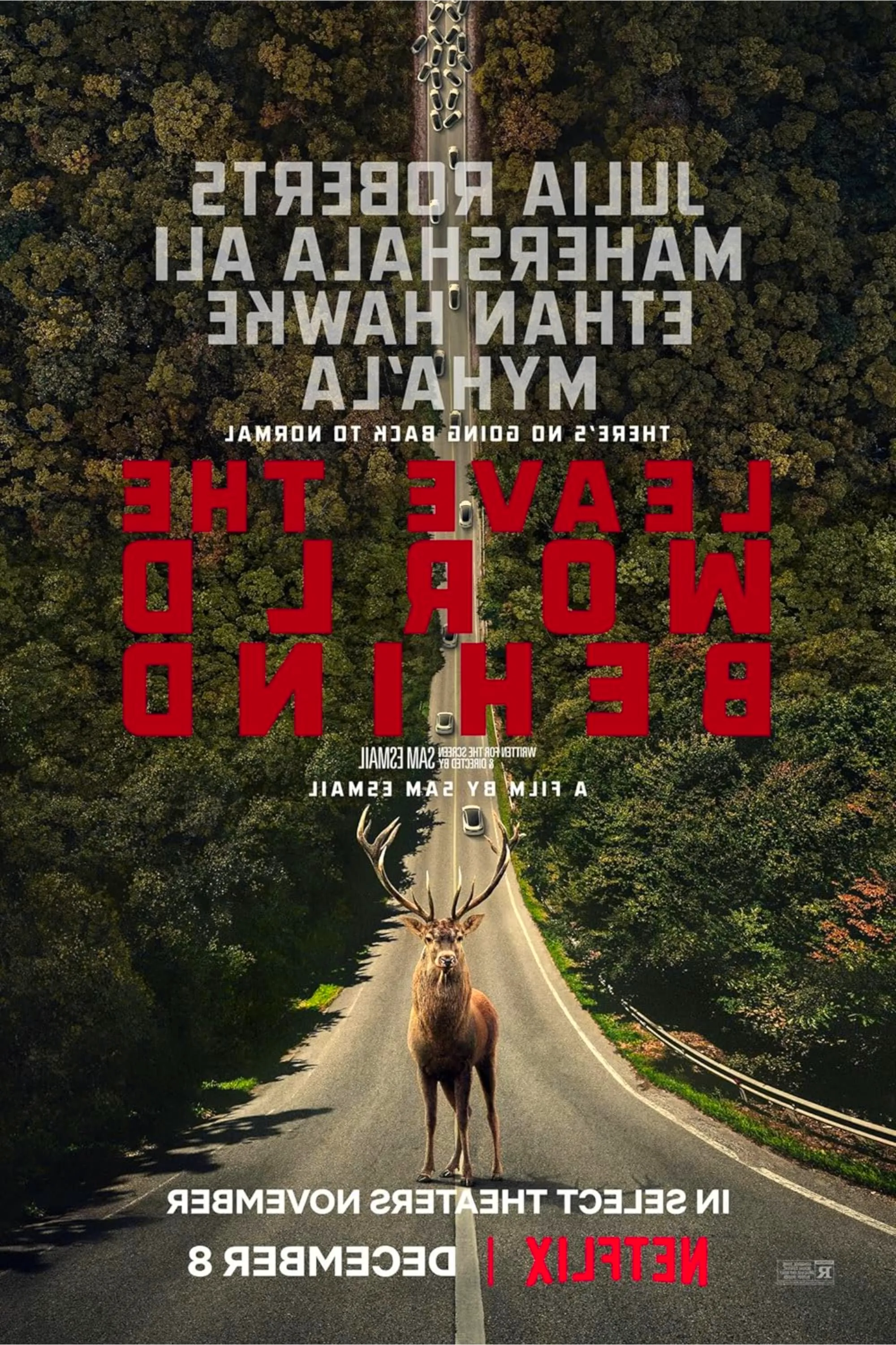 Leave the World Behind (2023) - Poster - Deer In Middle Of The Road Image