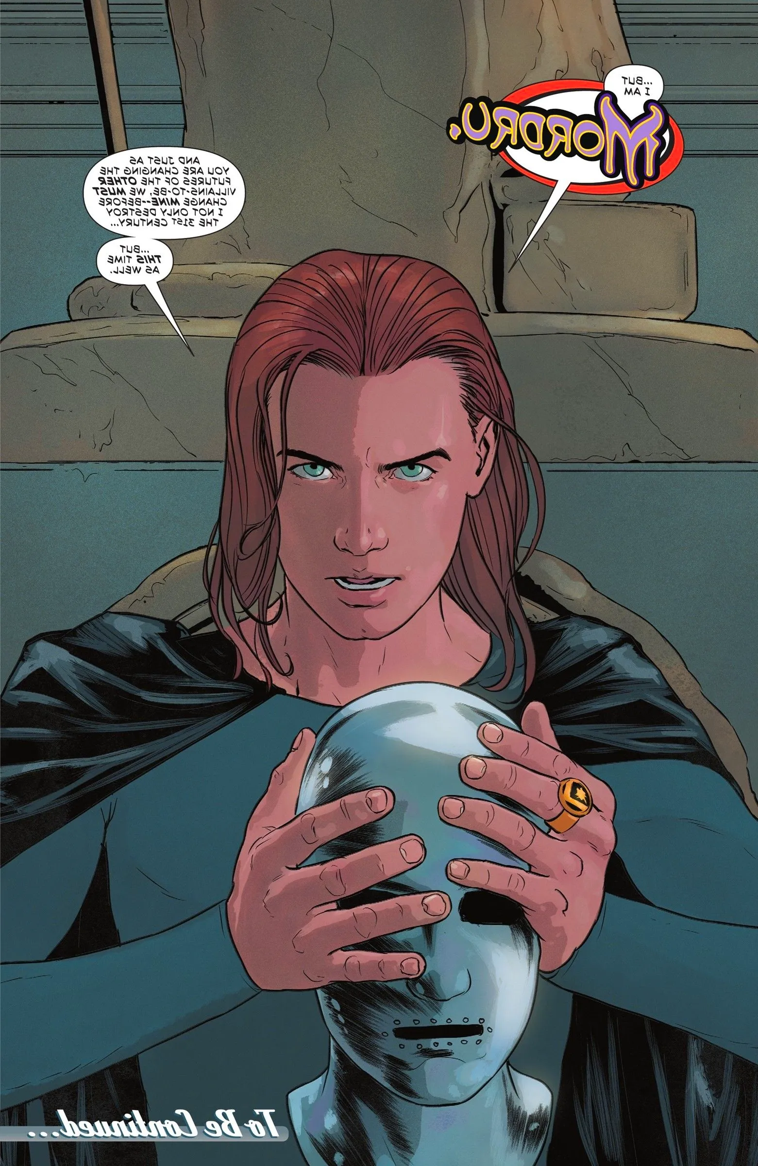 Legionnaire removes his helmet, revealing himself to be a young Mordru Image