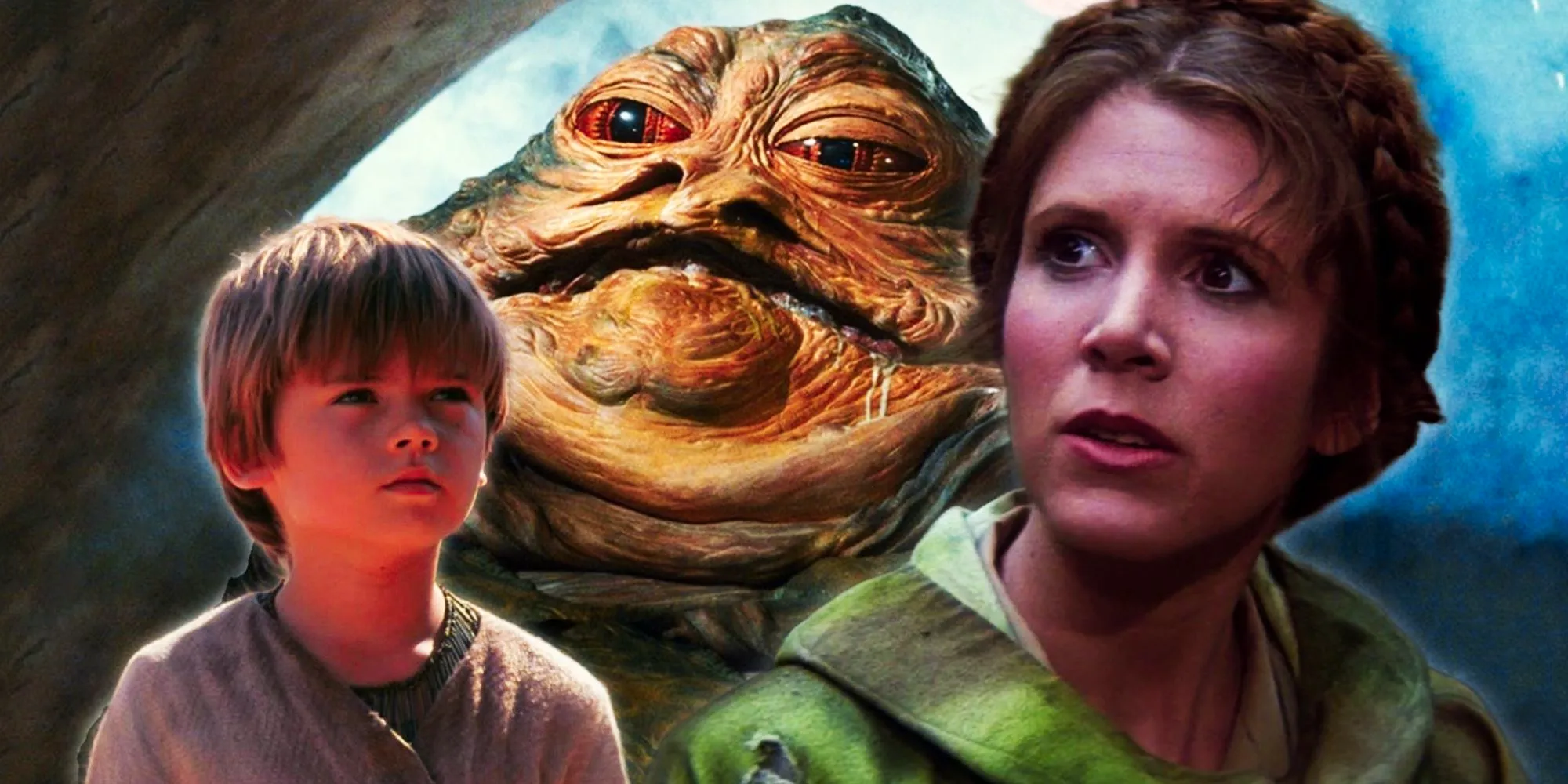 Leia, Jabba the Hutt, and Anakin Skywalker. Image