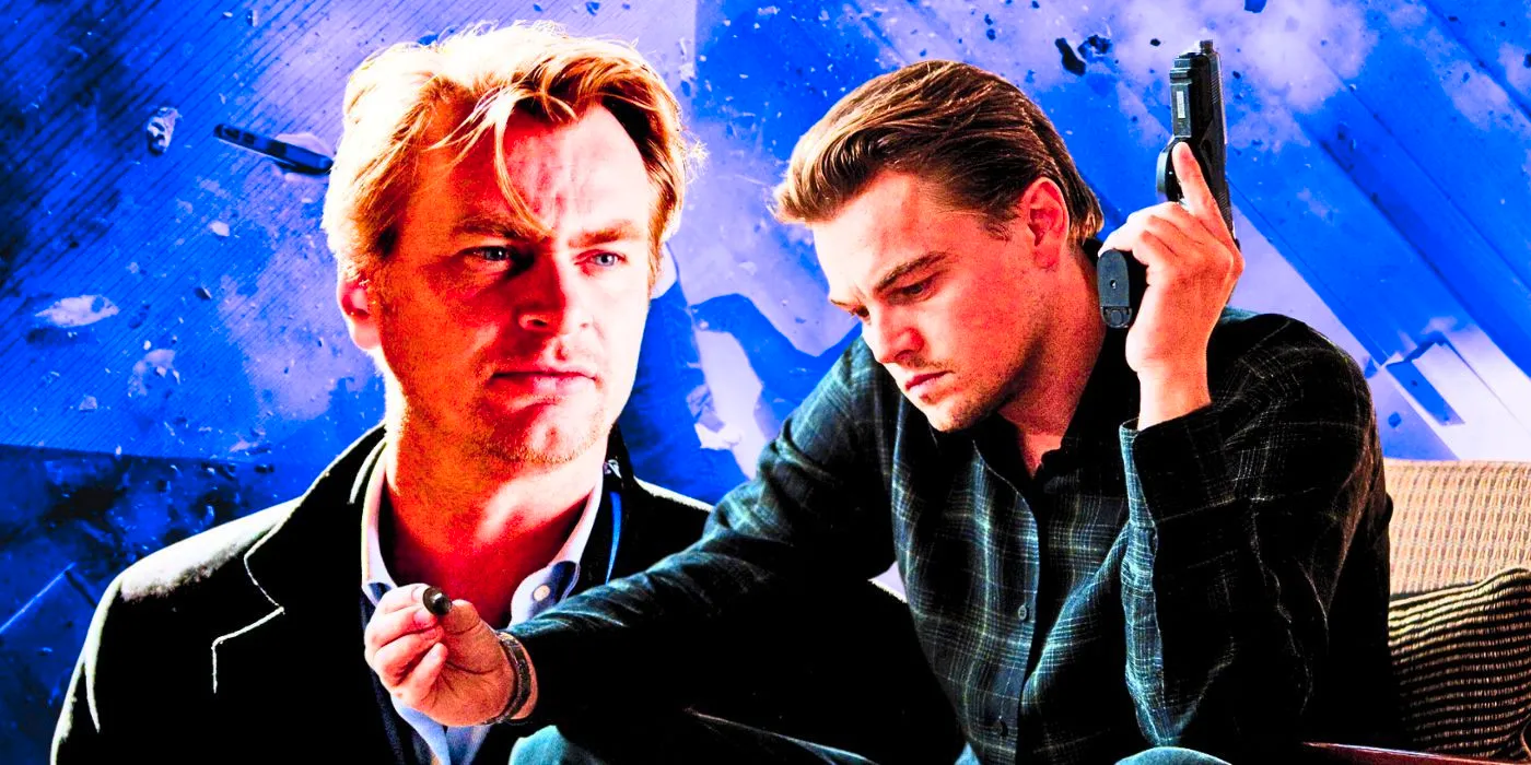 Leonardo DiCaprio as Cobb in Inception with Christopher Nolan Image