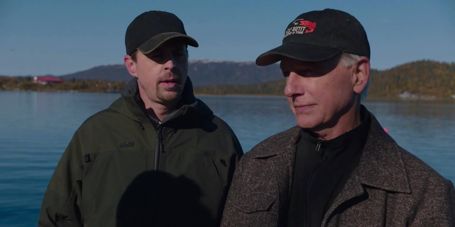 Leroy Jethro Gibbs (Mark Harmon) and Timothy McGee (Sean Murray) fishing in NCIS season 19, episode 4 Image