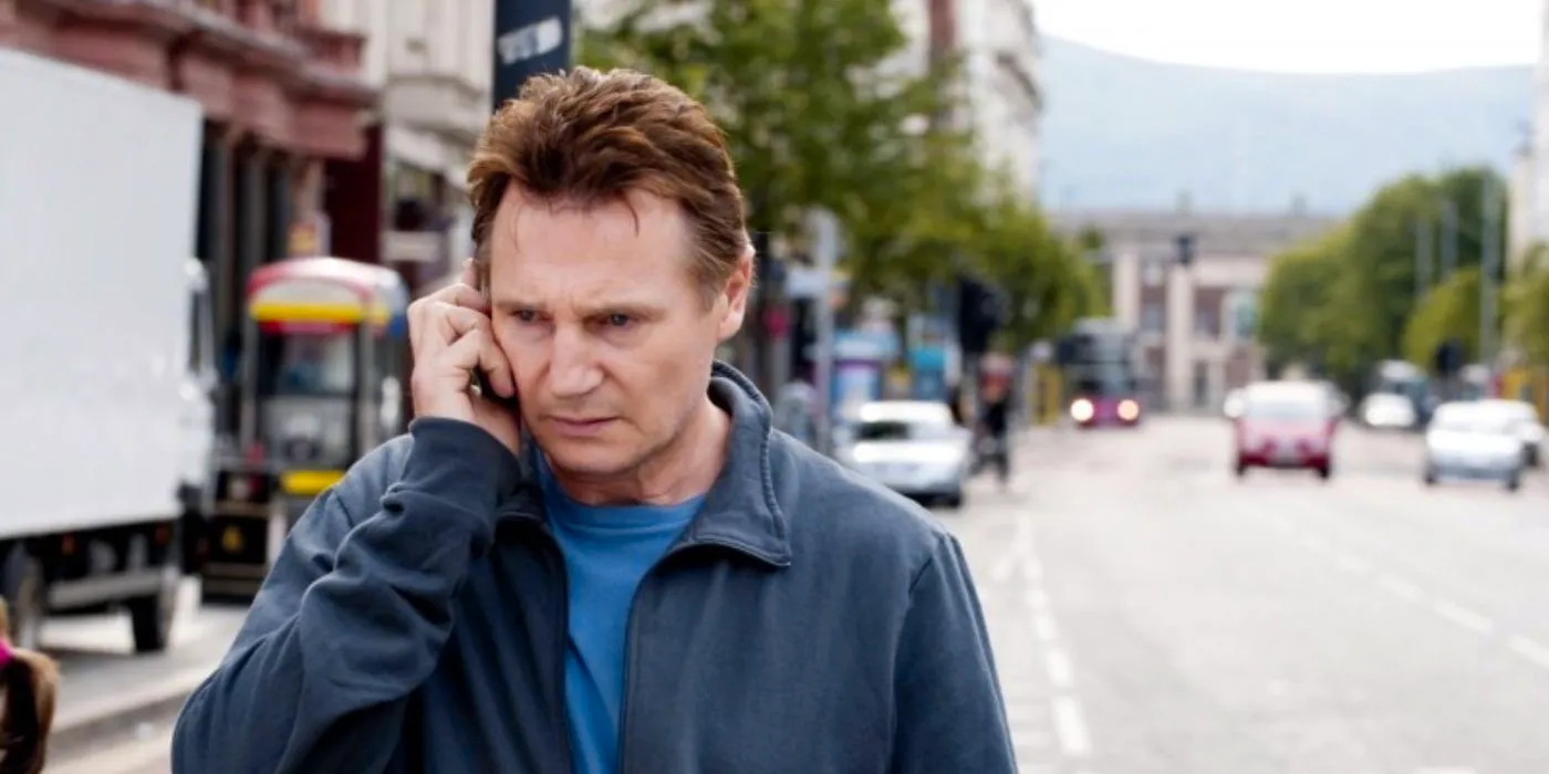 Liam Neeson talking on the phone in Five Minutes of Heaven Image