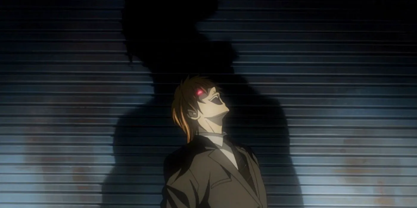 Light Yagami doing his iconic Kira laugh in Death Note Image