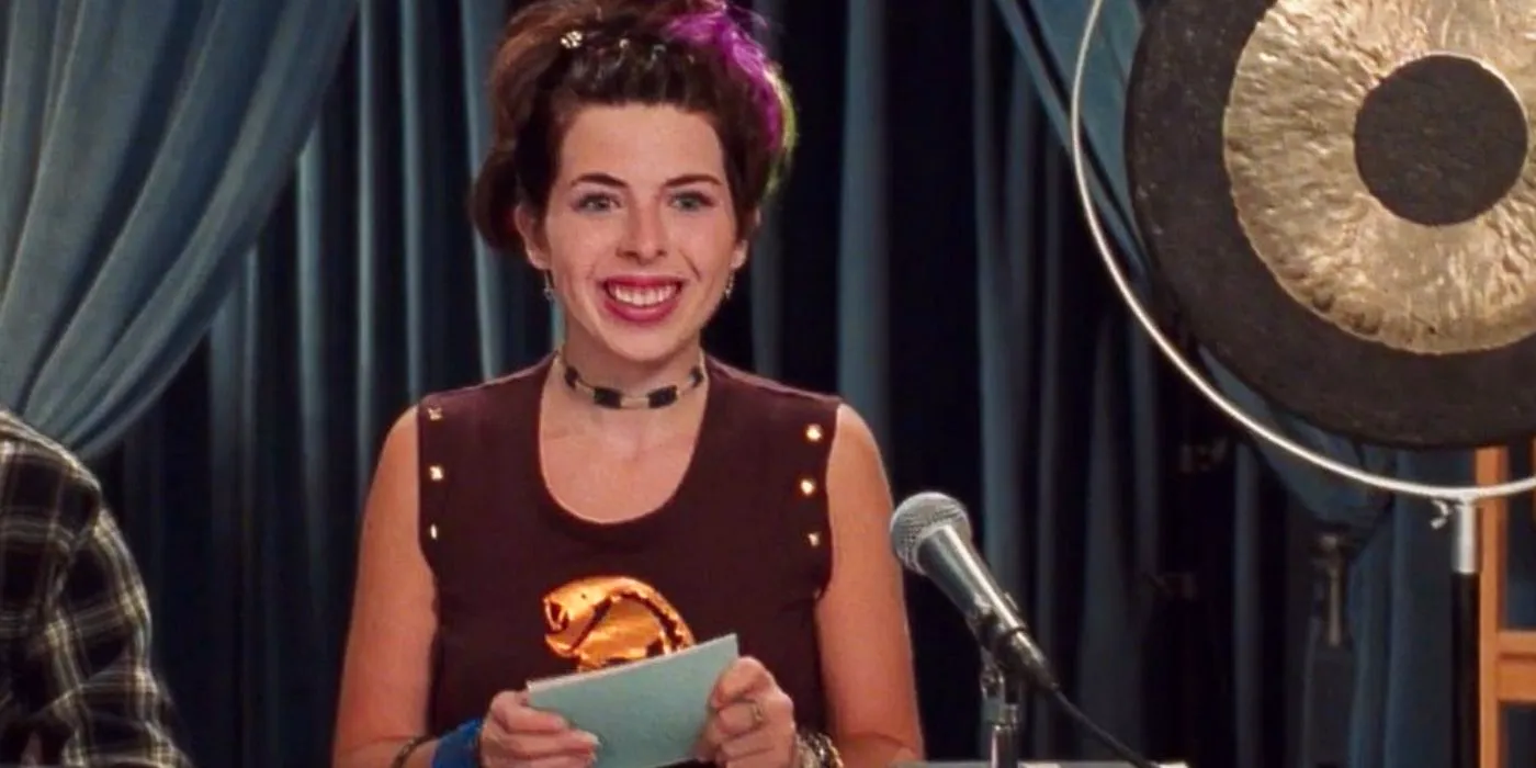 Lilly smiling during her radio show in The Princess Diaries Image