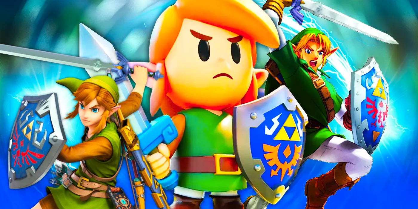 Link from Zelda Echoes of Wisdom and from other Zelda games holding a sword in his left hand Image