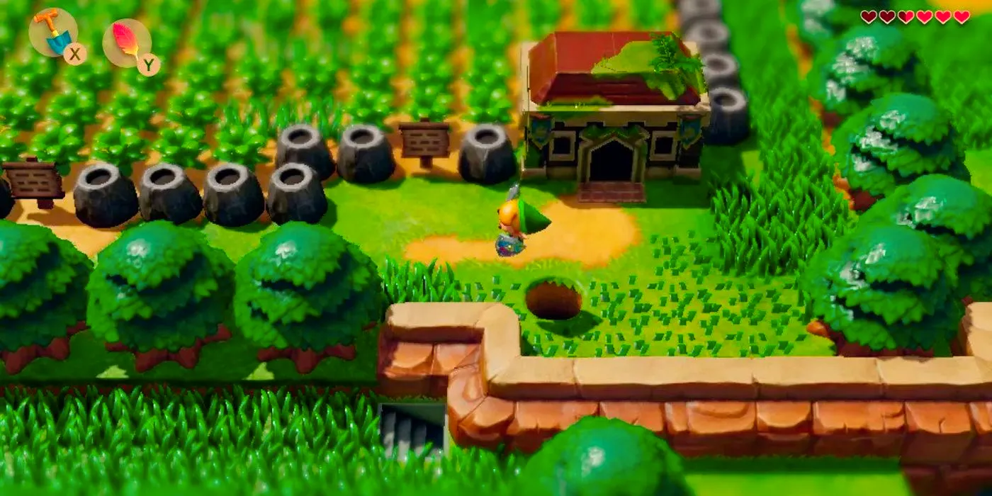 Link jumping a hole outside Richard's house Image